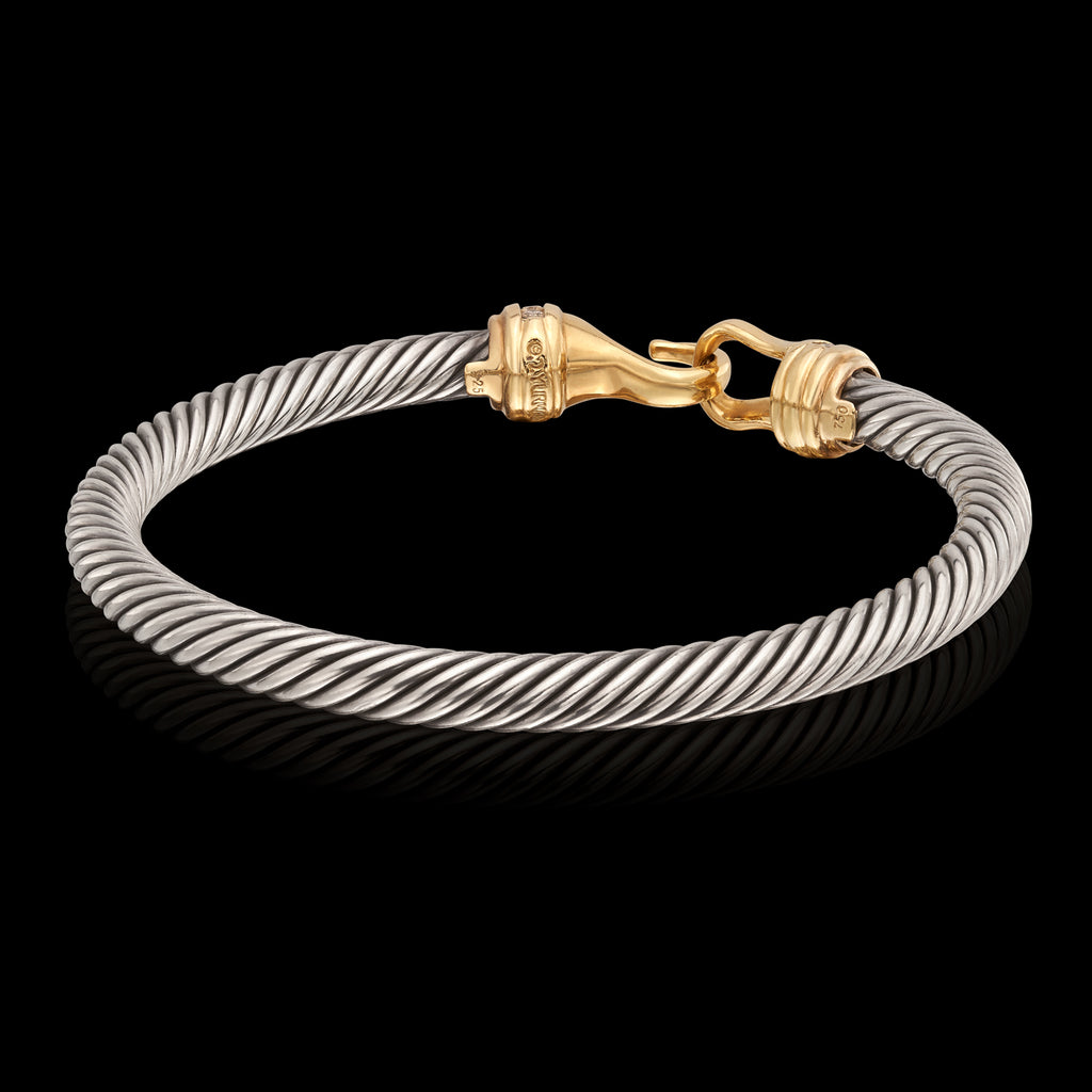 David Yurman Sterling, 18K Gold & Diamond Bracelet
