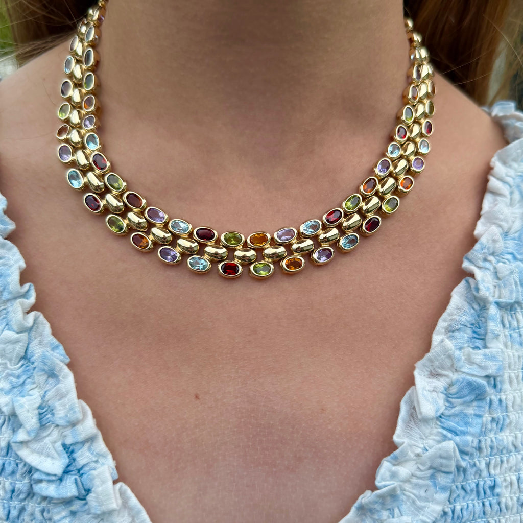 14k Yellow Gold & Gemstone Necklace
