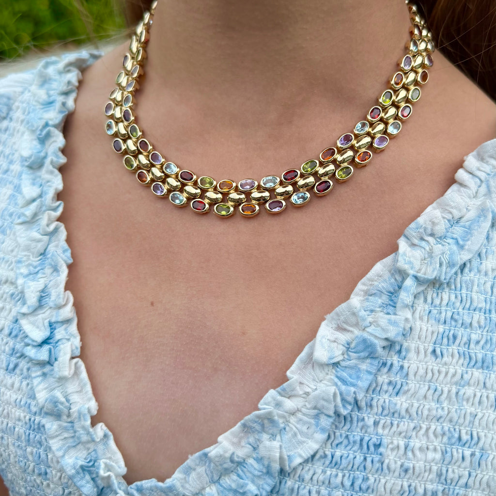 14k Yellow Gold & Gemstone Necklace