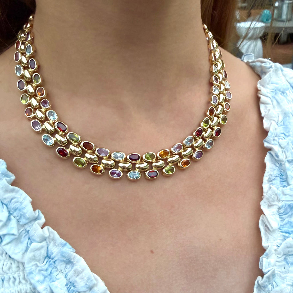 14k Yellow Gold & Gemstone Necklace