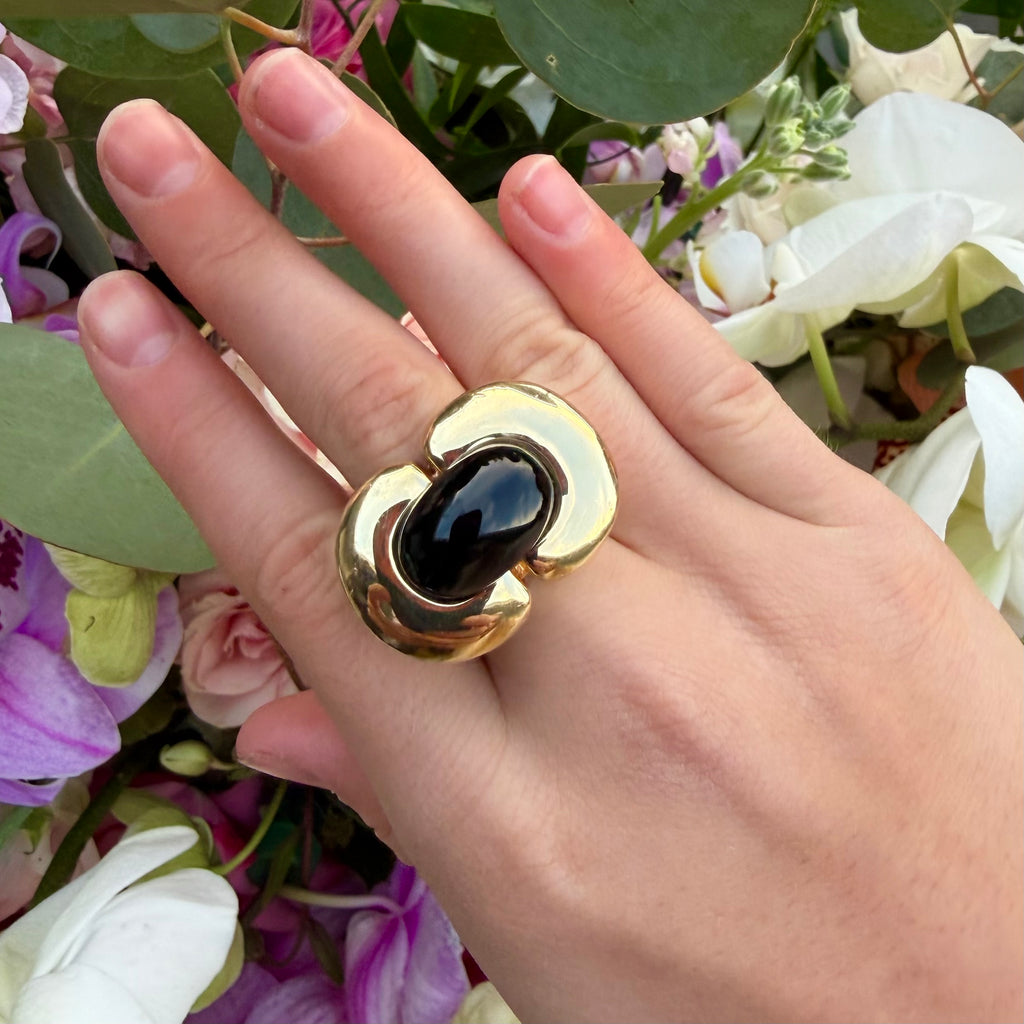 MAZ 14k Yellow Gold & Onyx Ring