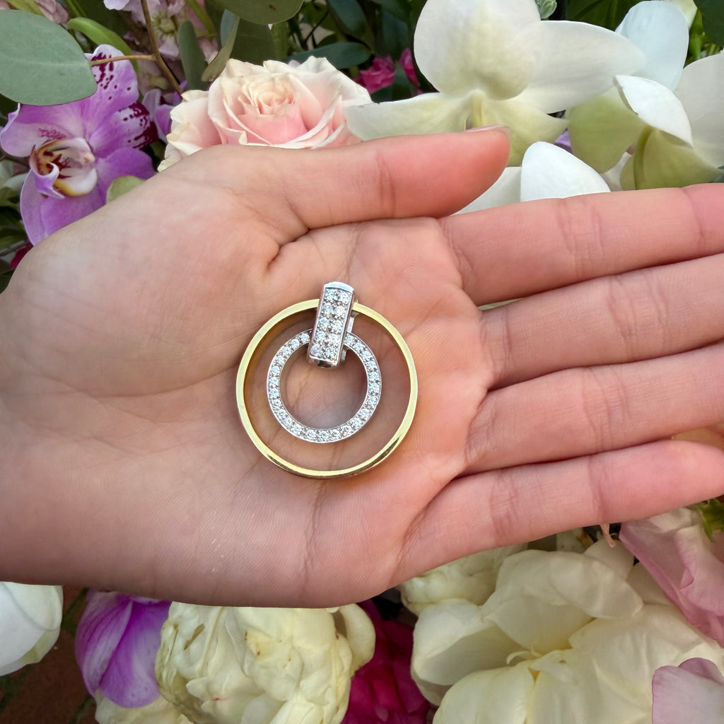 14k Two Tone Gold & Diamond Pendant