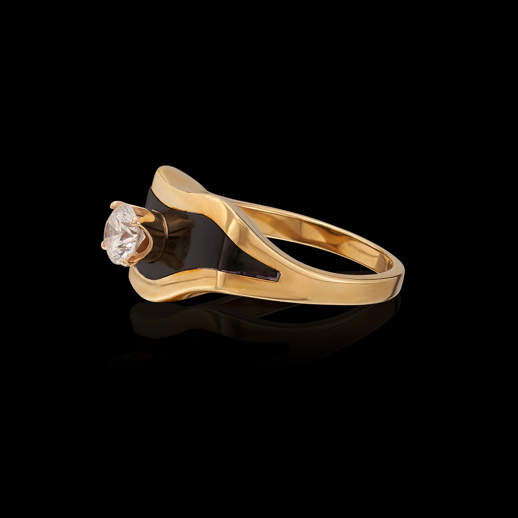 Bernard Passman 18k Gold, Diamond & Coral Ring