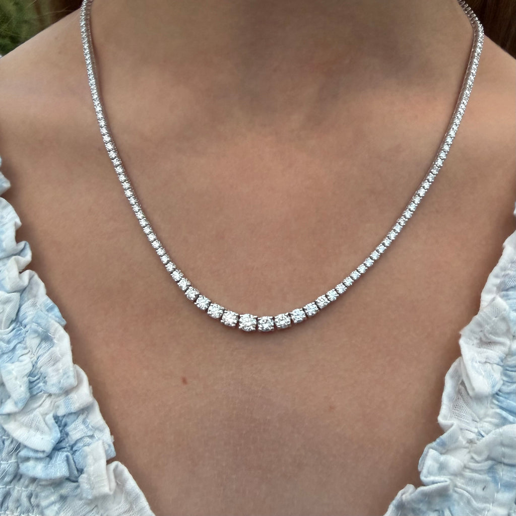 14k White Gold Diamond Riviere Necklace