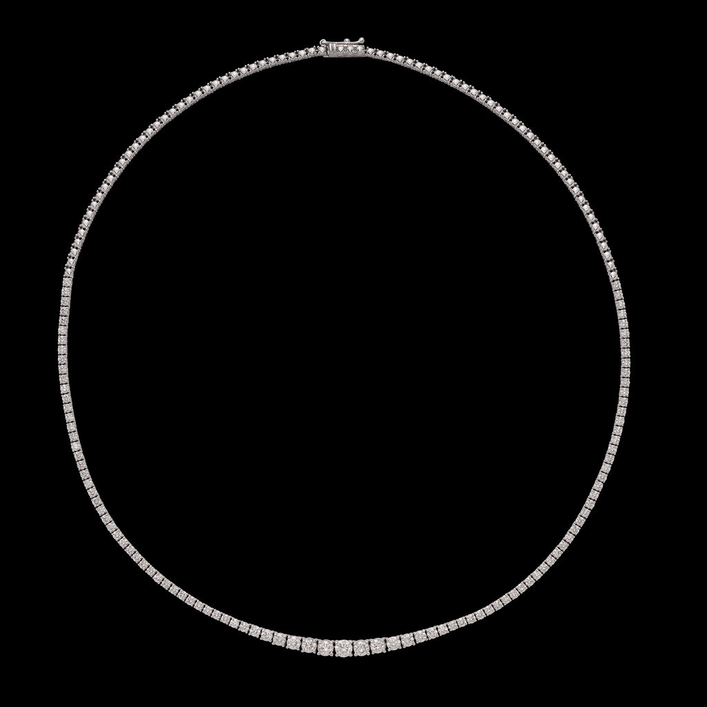 14k White Gold Diamond Riviere Necklace