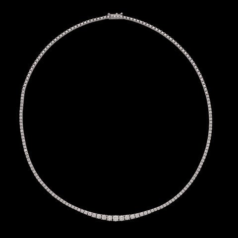 14k White Gold Diamond Riviere Necklace