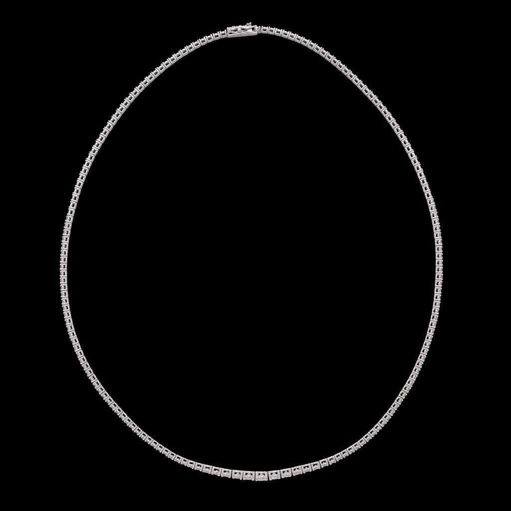 14k White Gold Diamond Riviere Necklace