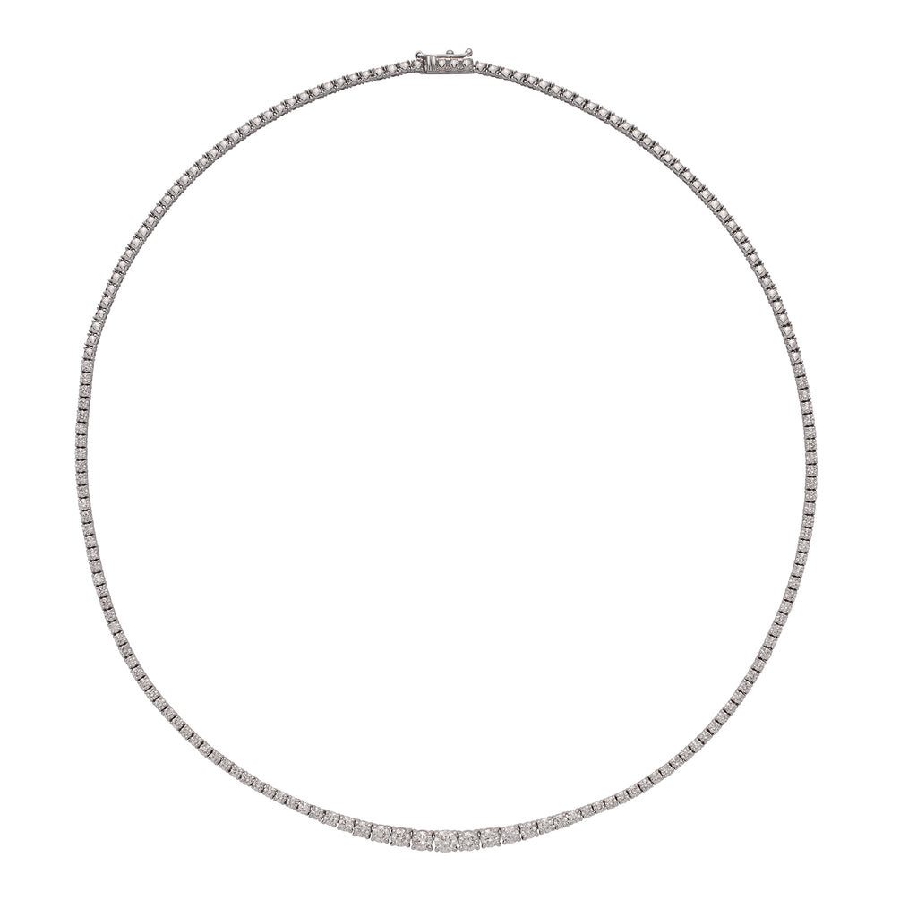 14k White Gold Diamond Riviere Necklace