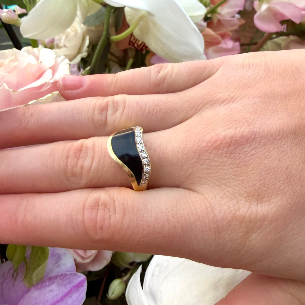 Bernard Passman 18k Gold, Coral and Diamond Ring