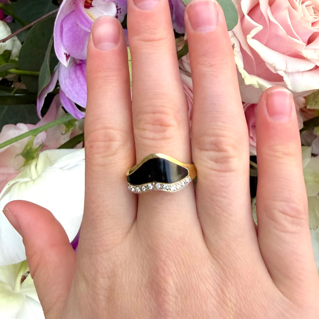 Bernard Passman 18k Gold, Coral and Diamond Ring