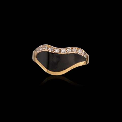 Bernard Passman 18k Gold, Coral and Diamond Ring