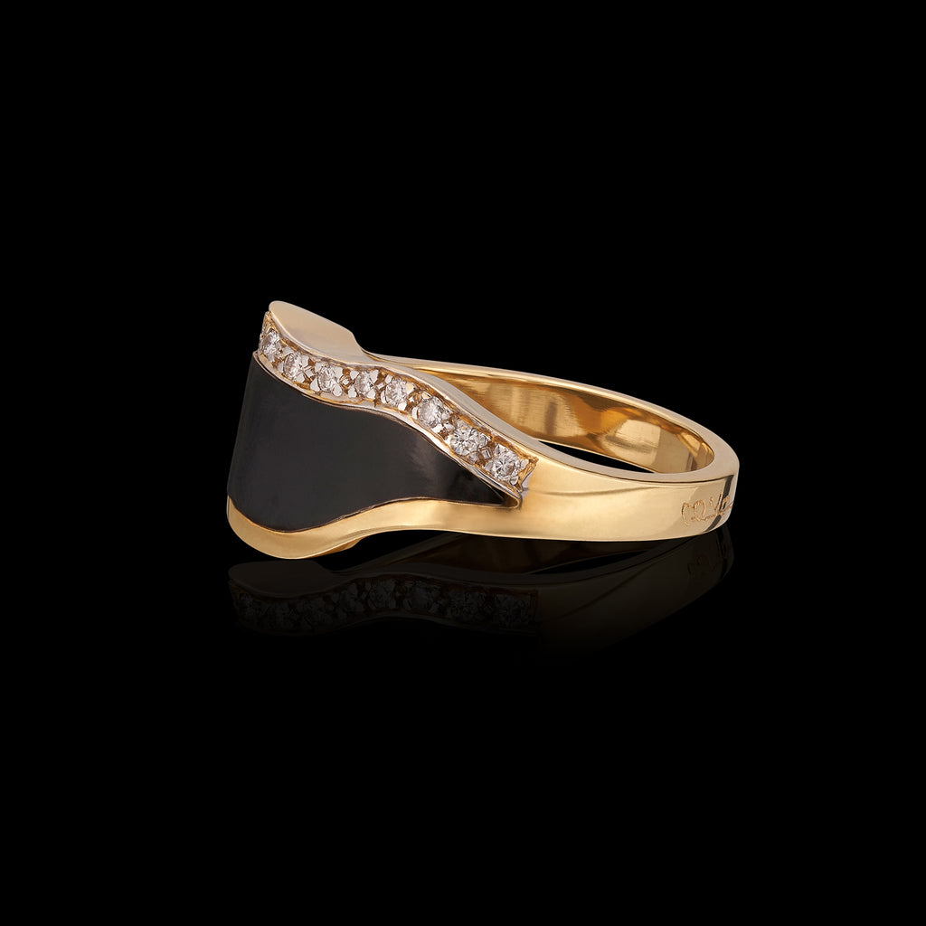Bernard Passman 18k Gold, Coral and Diamond Ring