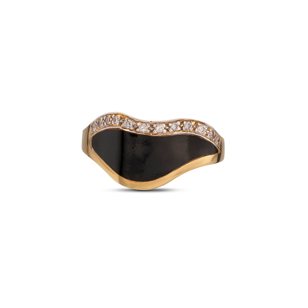 Bernard Passman 18k Gold, Coral and Diamond Ring