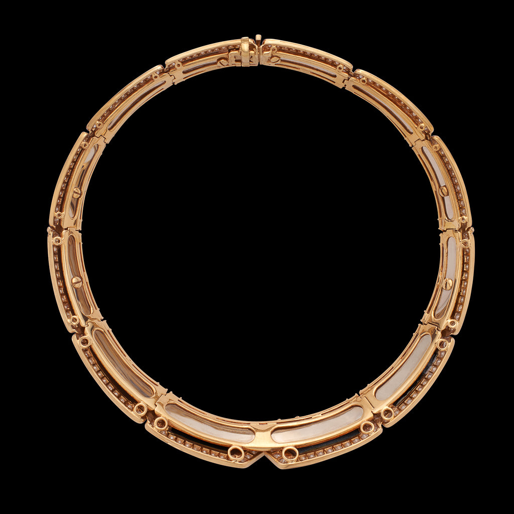 Bold 18k Yellow Gold Onyx & Diamond Choker