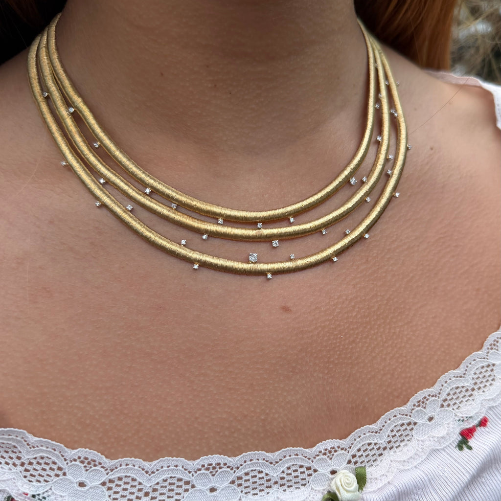 18k Yellow Gold & Diamond Swag Necklace
