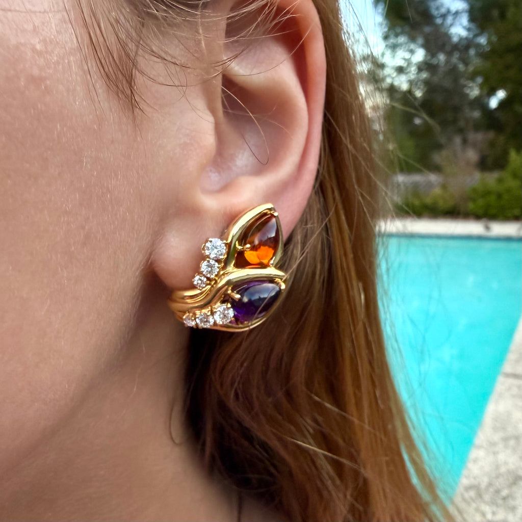 Mayor's 18k Yellow Gold & Gem-Set Earrings