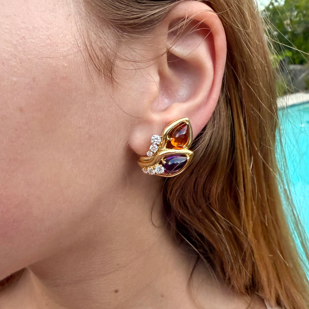 Mayor's 18k Yellow Gold & Gem-Set Earrings