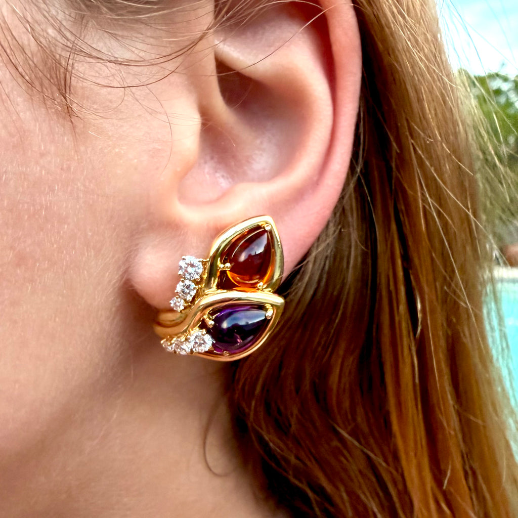 Mayor's 18k Yellow Gold & Gem-Set Earrings