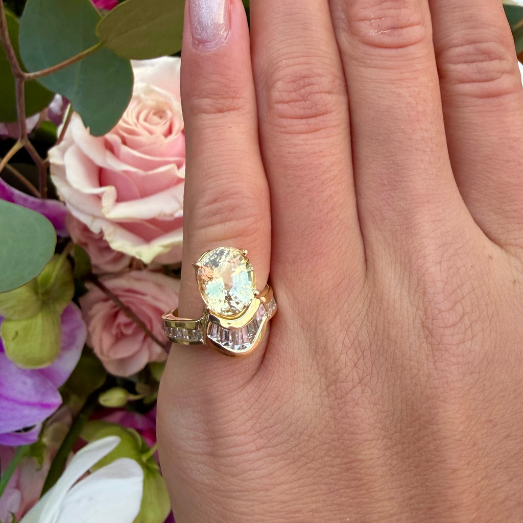 14k Yellow Gold, Yellow Sapphire & Diamond Ring