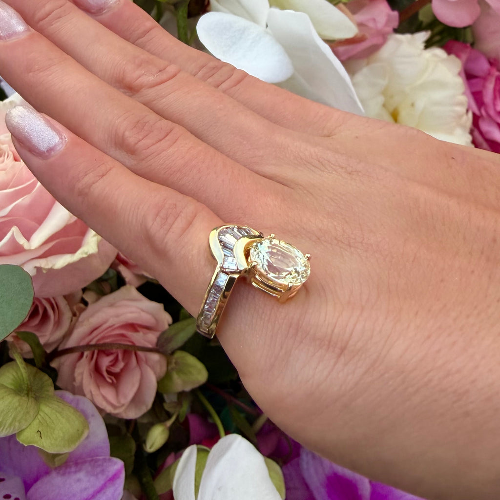 14k Yellow Gold, Yellow Sapphire & Diamond Ring