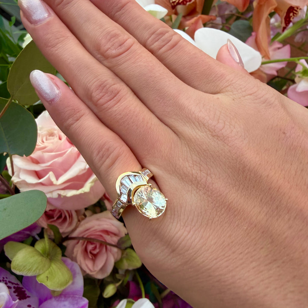 14k Yellow Gold, Yellow Sapphire & Diamond Ring