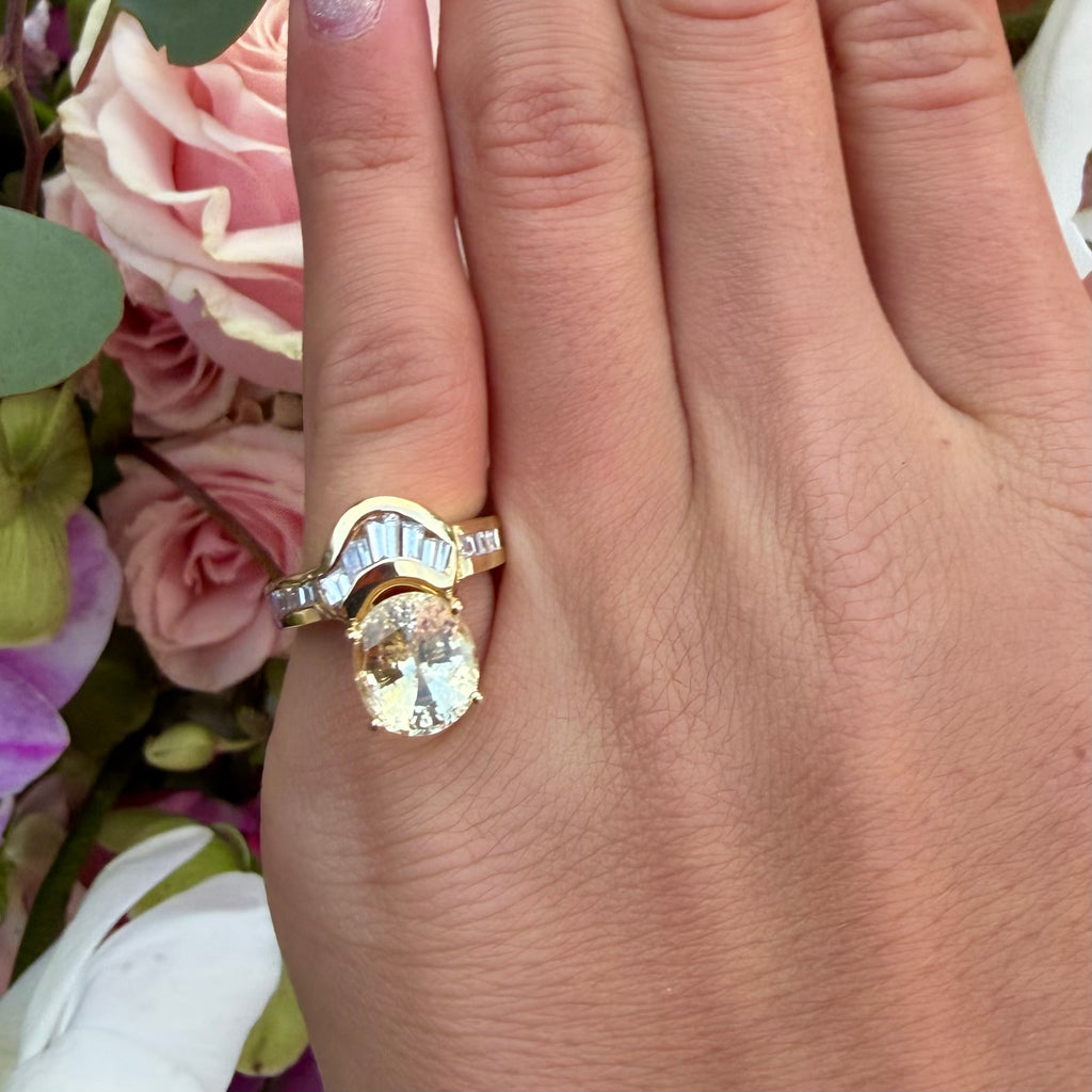 14k Yellow Gold, Yellow Sapphire & Diamond Ring