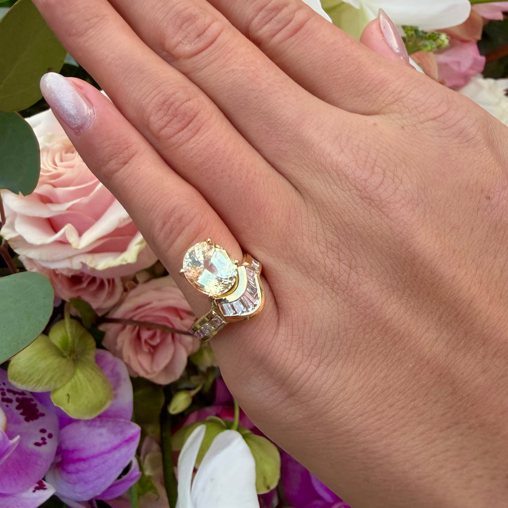 14k Yellow Gold, Yellow Sapphire & Diamond Ring