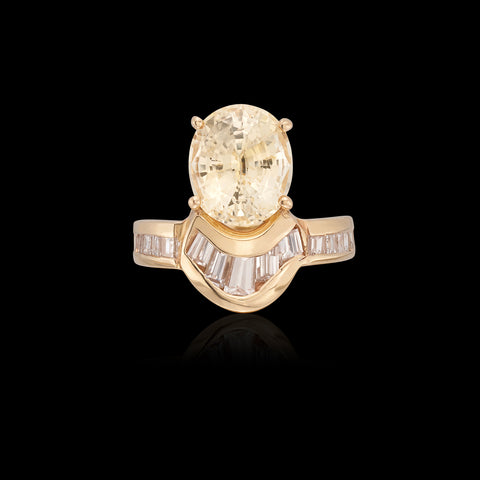 14k Yellow Gold, Yellow Sapphire & Diamond Ring