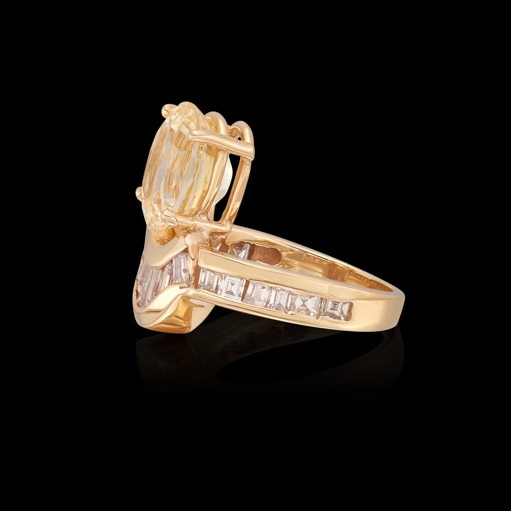 14k Yellow Gold, Yellow Sapphire & Diamond Ring