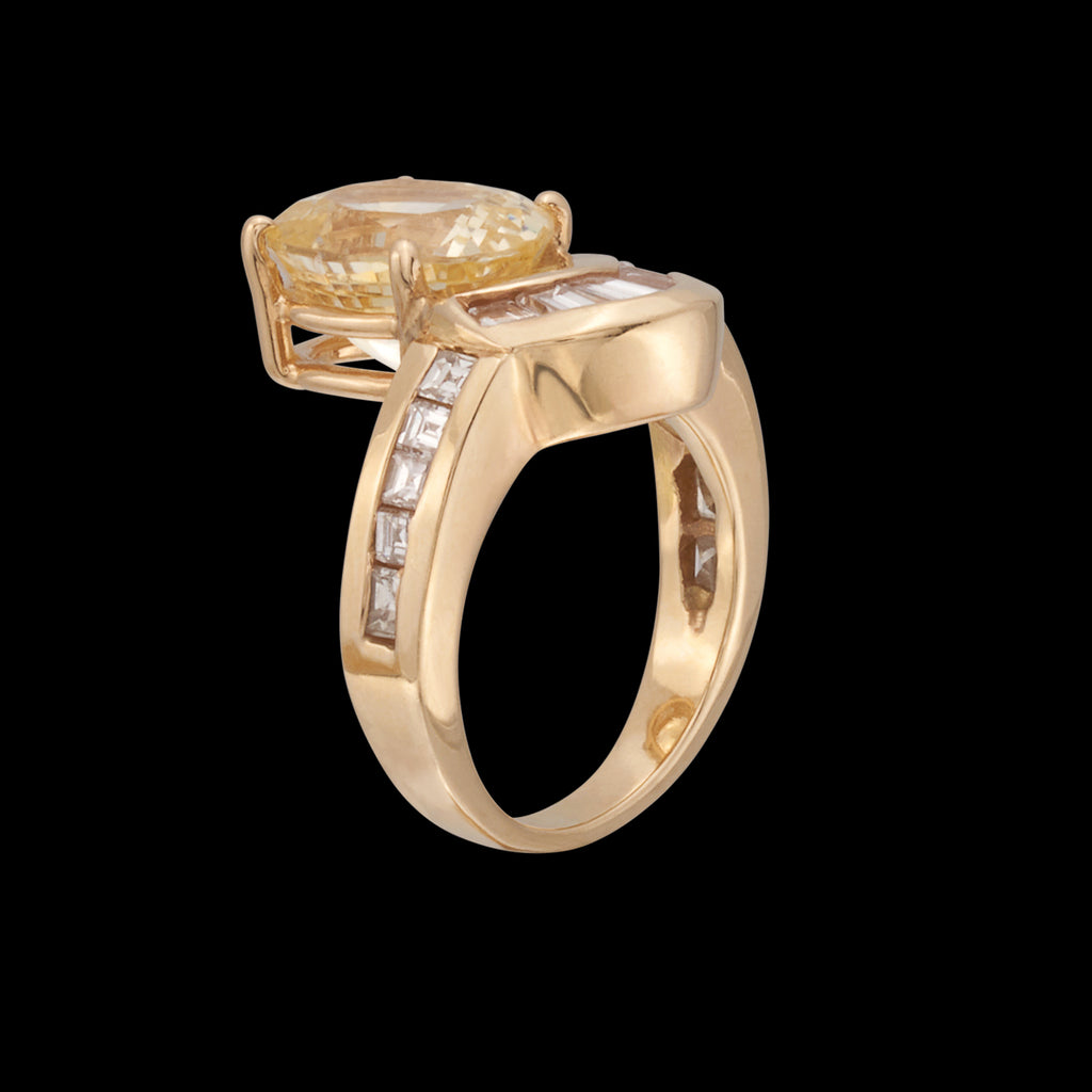 14k Yellow Gold, Yellow Sapphire & Diamond Ring