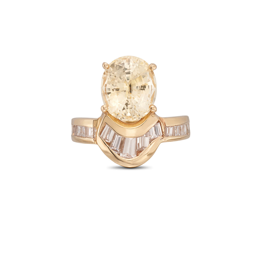 14k Yellow Gold, Yellow Sapphire & Diamond Ring