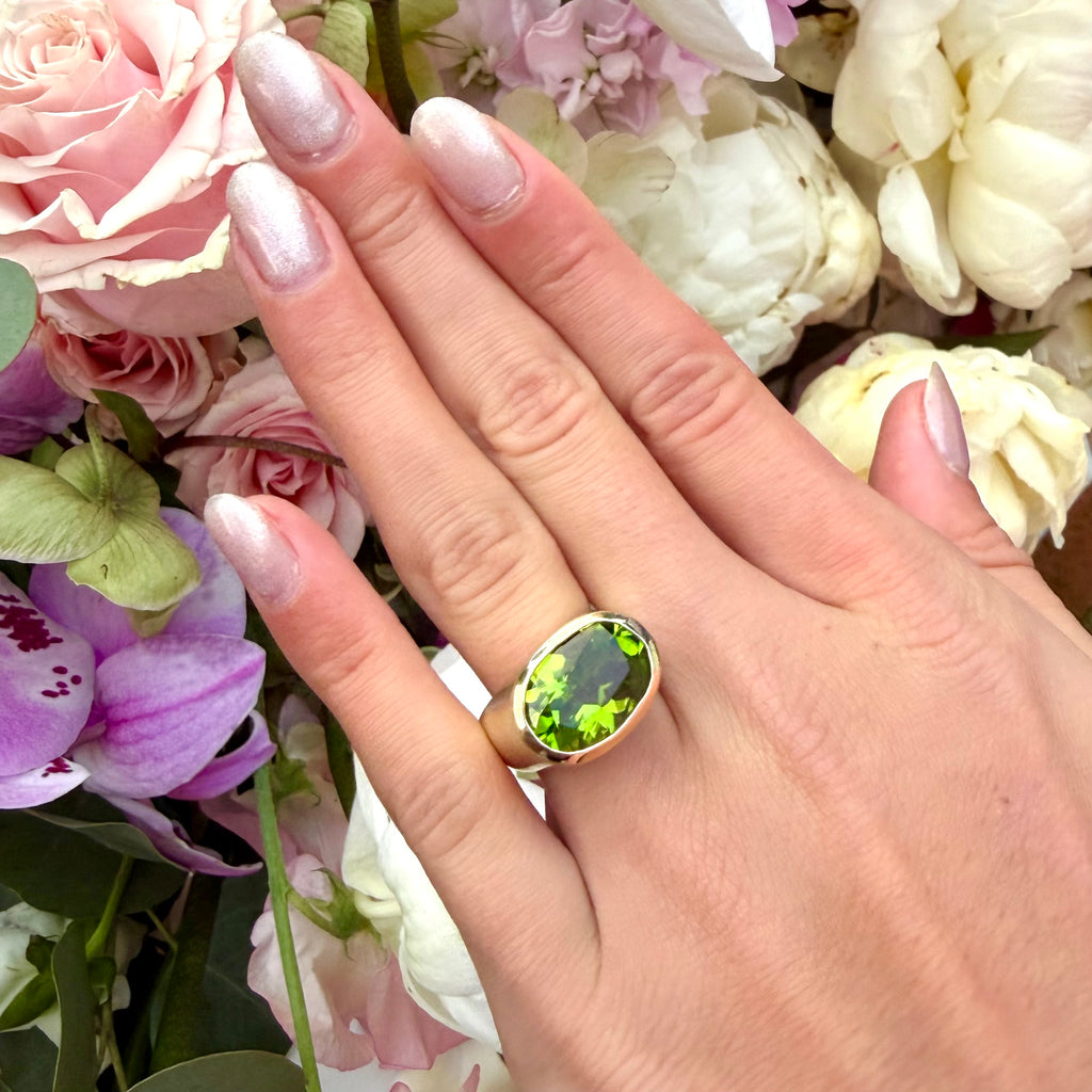 Peridot, Sapphire, Diamond & 18k Yellow Gold