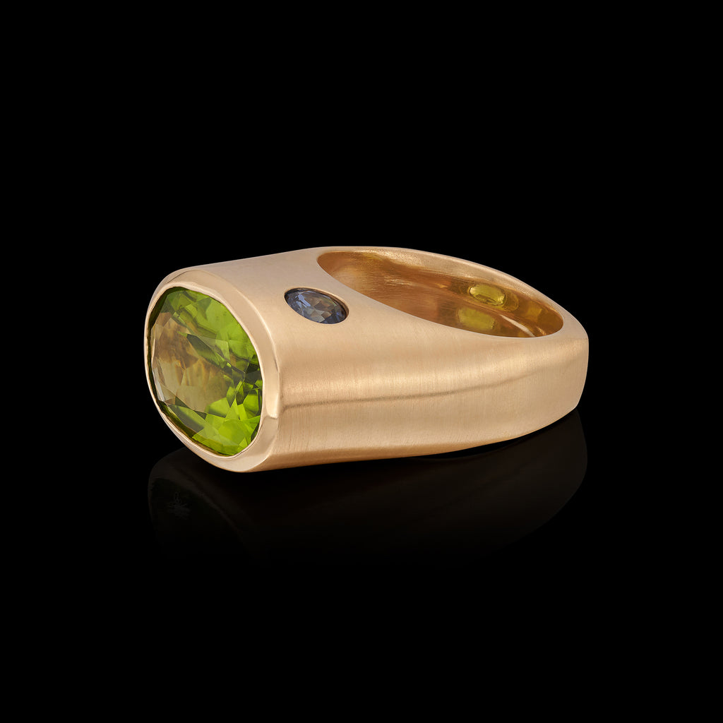Peridot, Sapphire, Diamond & 18k Yellow Gold