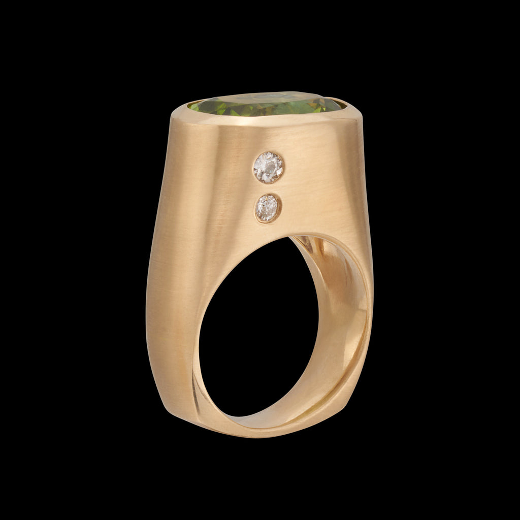 Peridot, Sapphire, Diamond & 18k Yellow Gold
