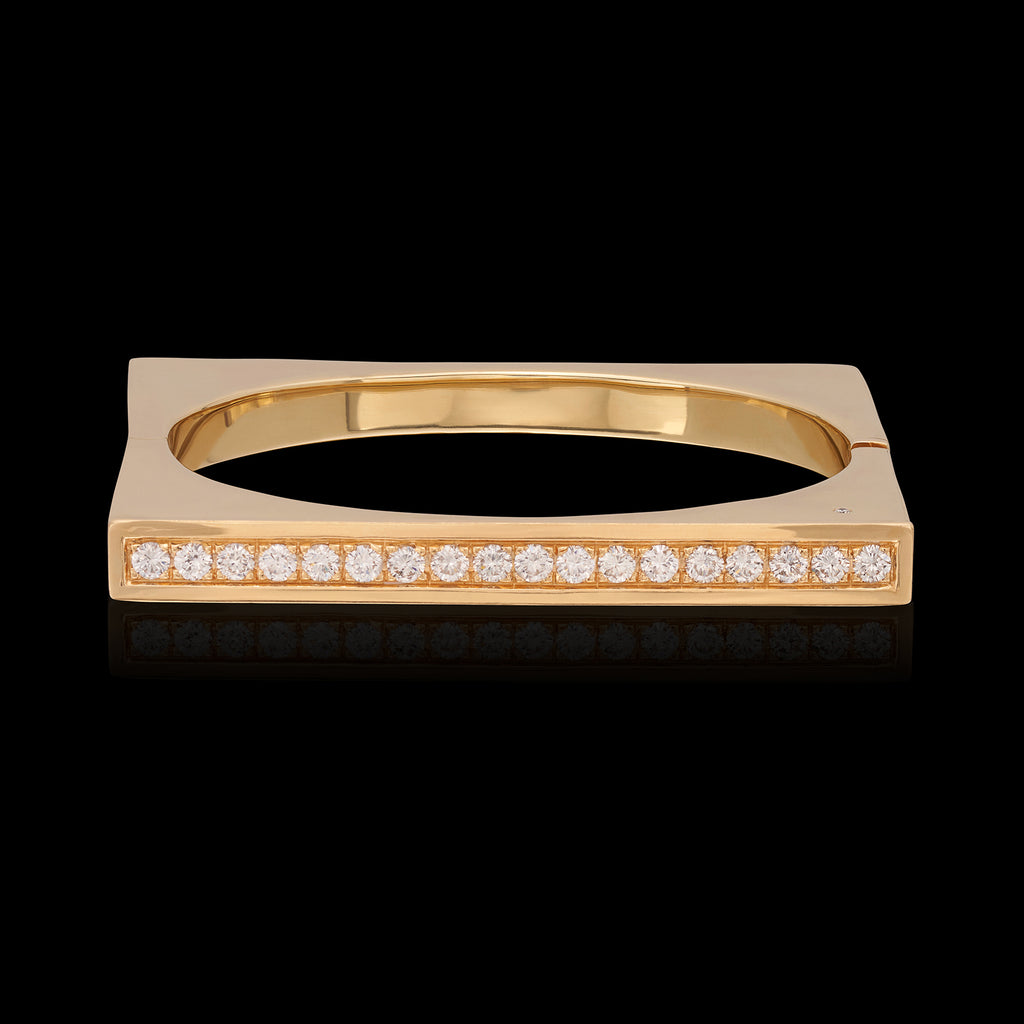 Mod Diamond 18k Yellow Gold Bangle Bracelet