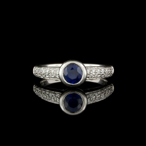 0.50ct Bezel Set Sapphire, Diamond Ring