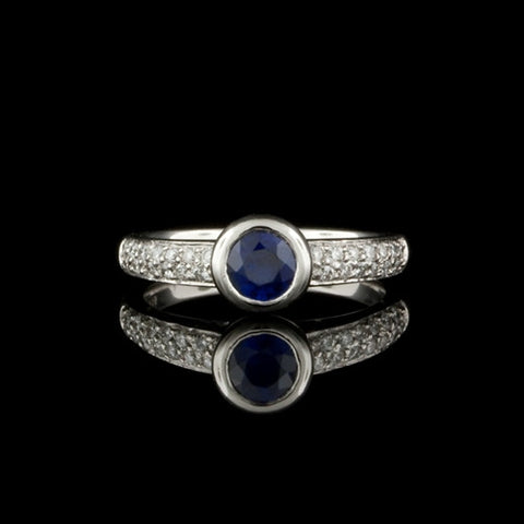 0.50ct Bezel Set Sapphire, Diamond Ring