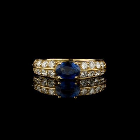 0.75ct Oval Sapphire, Diamond Ring