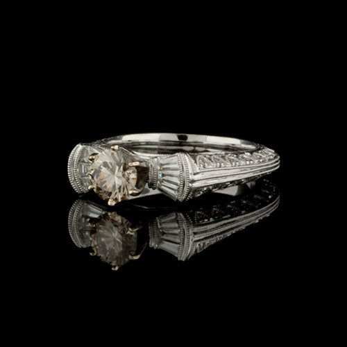 0.88ct Brown Center Round Diamond Ring