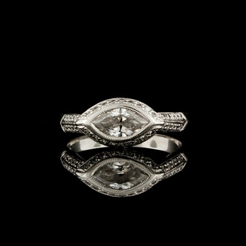 0.93ct tw Horizontal Marquise Diamond Ring