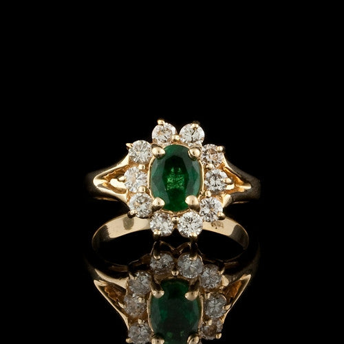 1.00ct Oval Emerald & Diamond Ring