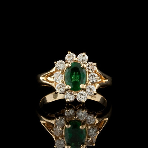 1.00ct Oval Emerald & Diamond Ring