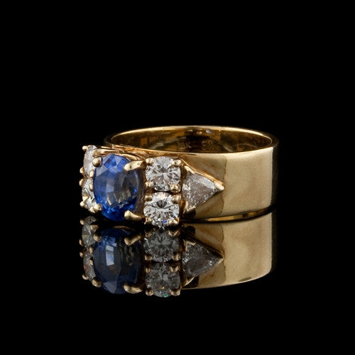 1.00ct Oval Sapphire, Diamond 18KT Ring1