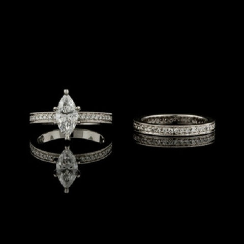 1.49ct tw EGL Marquise Wedding Set
