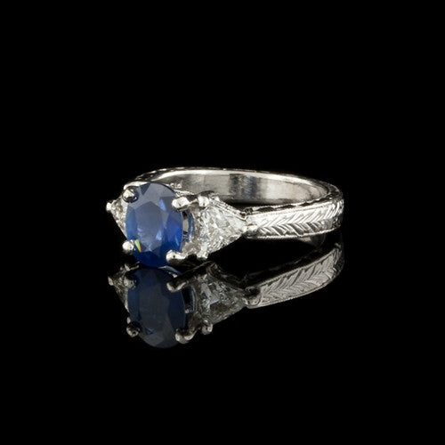 1.55ct Oval Sapphire, Diamond Plat. Ring1