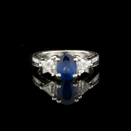 1.55ct Oval Sapphire, Diamond Plat. Ring