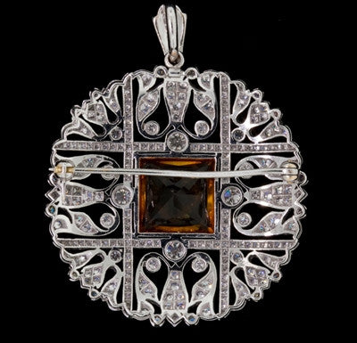 10.00ct Topaz, Diamond Brooch  Pendant1
