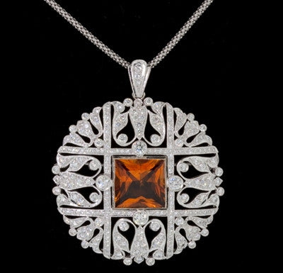 10.00ct Topaz, Diamond Brooch  Pendant2