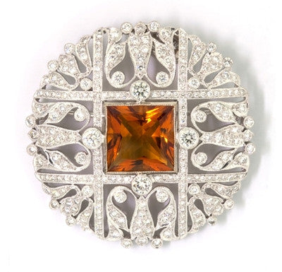 10.00ct Topaz, Diamond Brooch  Pendant