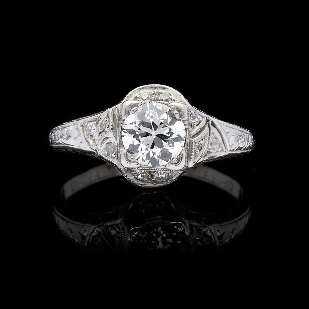 GIA 1.05-ct H/VVS2 Old European Cut Platinum Engagement Ring